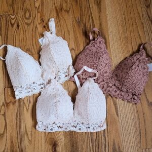 NWT Momanda 34DD Nursing Bras Set of 3 Cream, Pink, and Mauve Lace Adjustable
